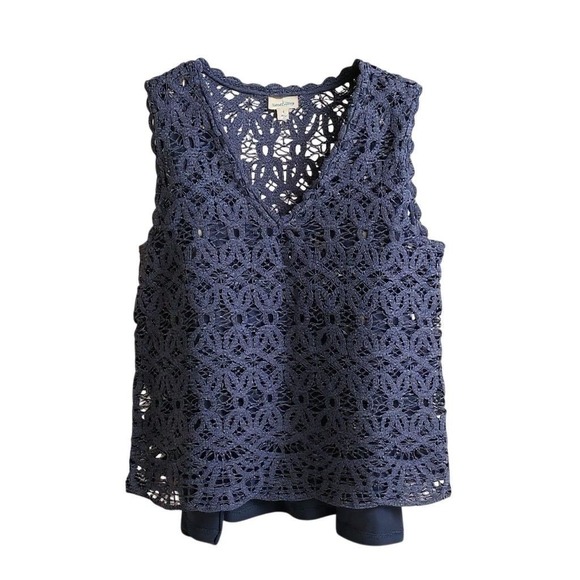 Sundance Tops - NWT Sundance Women's Blue Khloe Crochet Lace Sleeveless Top & Camisole Lined L